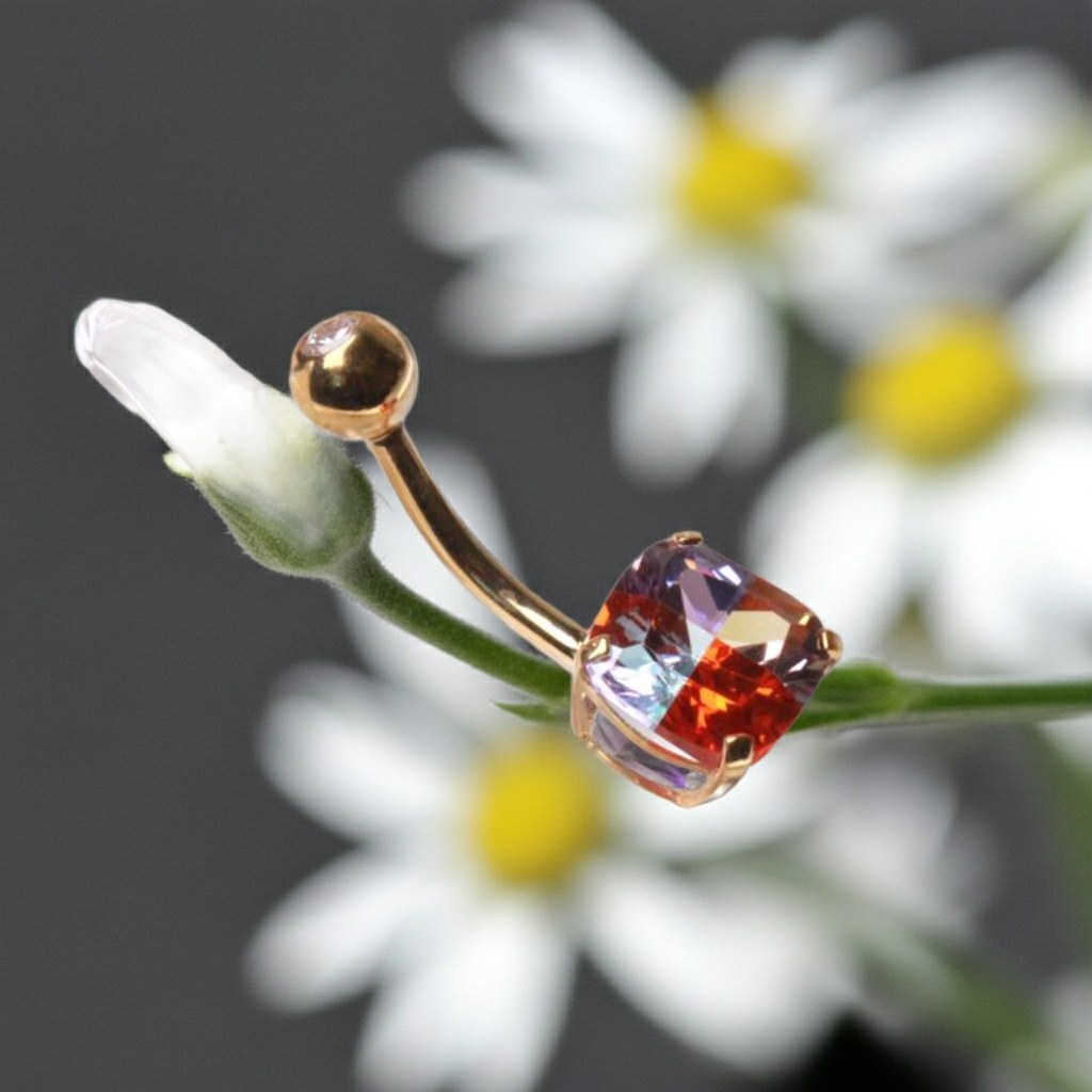 Piercing Ombelico in Oro 14Kt con Zircone Miracle