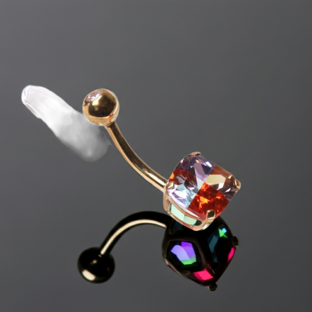 Piercing Ombelico in Oro 14Kt con Zircone Miracle