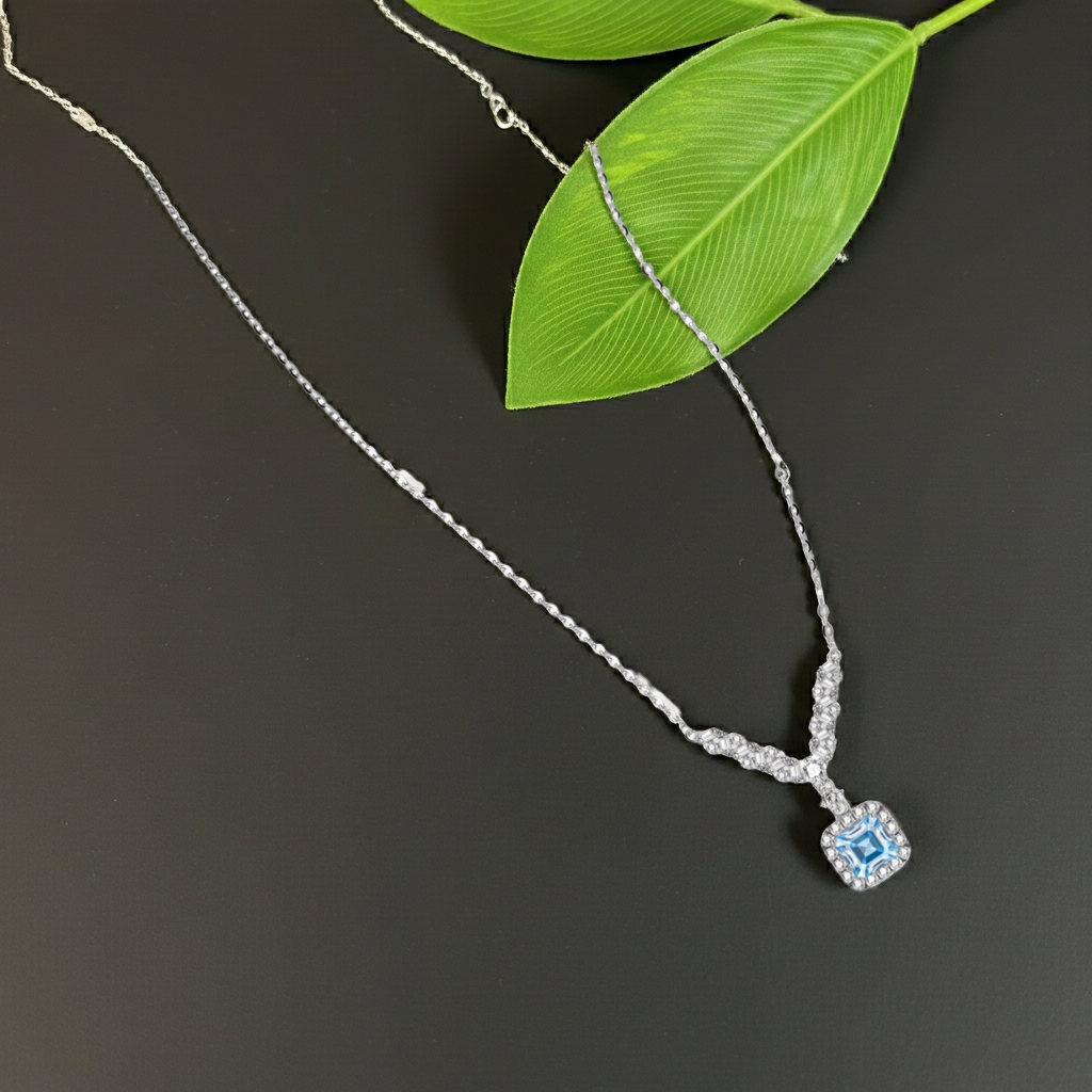 Collana Arco Celeste | Moissanite Blu & Baguette VVS1