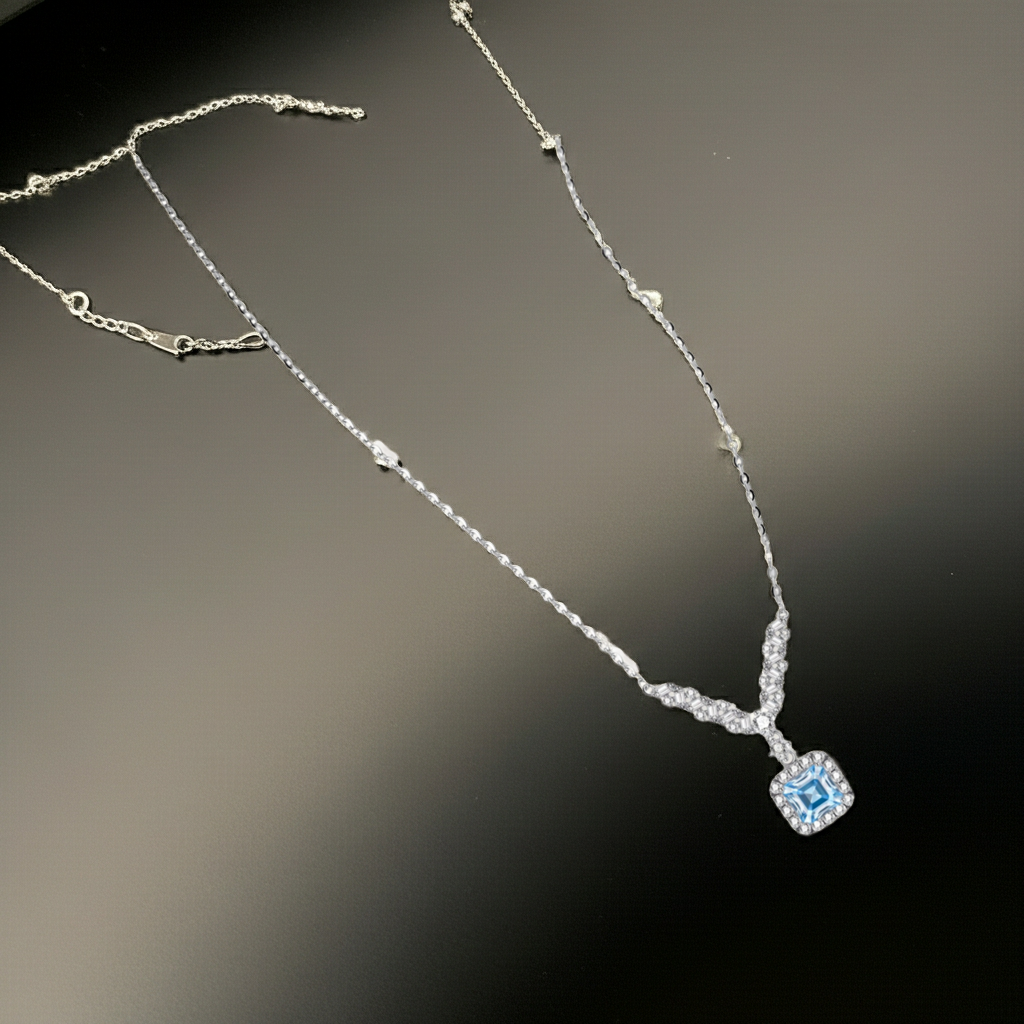 Collana Arco Celeste | Moissanite Blu & Baguette VVS1