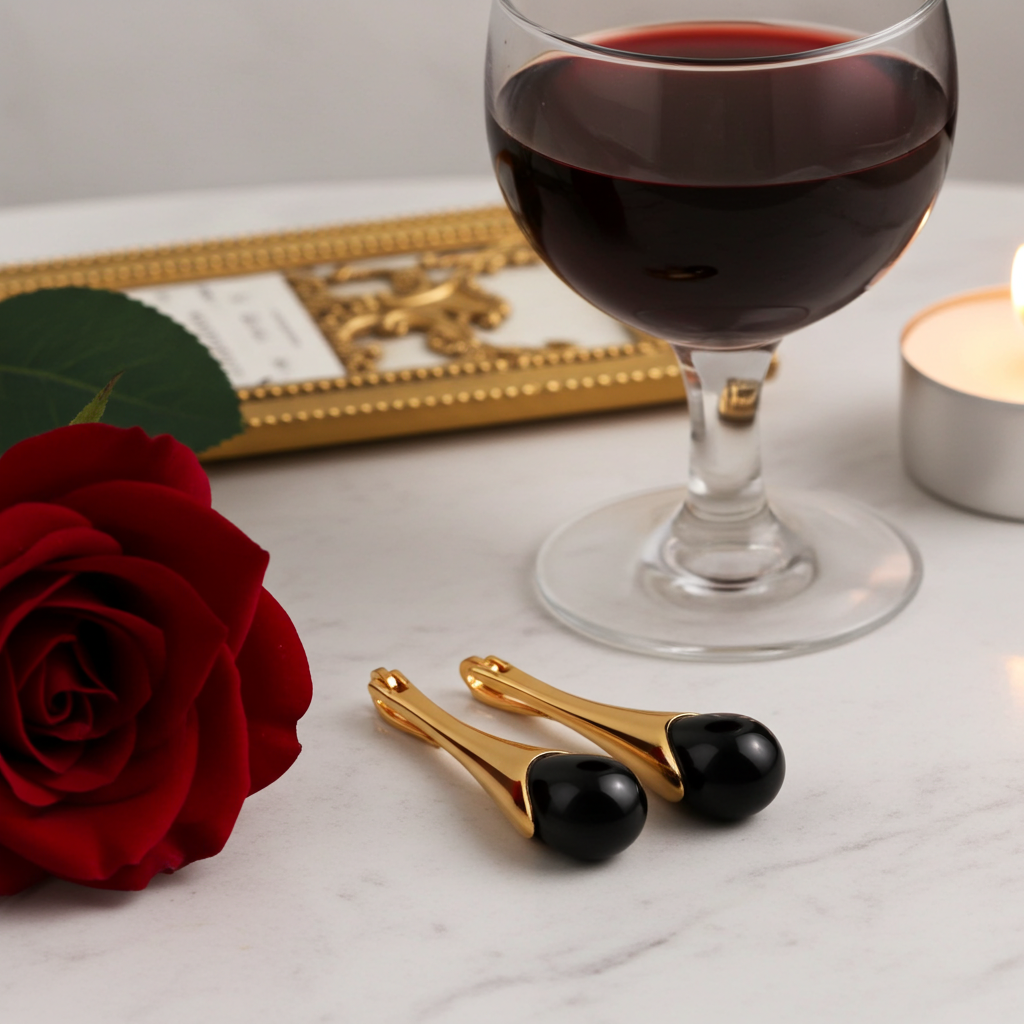 Orecchini Midnight Drop | Agata Nera & Oro 18K su Argento 925