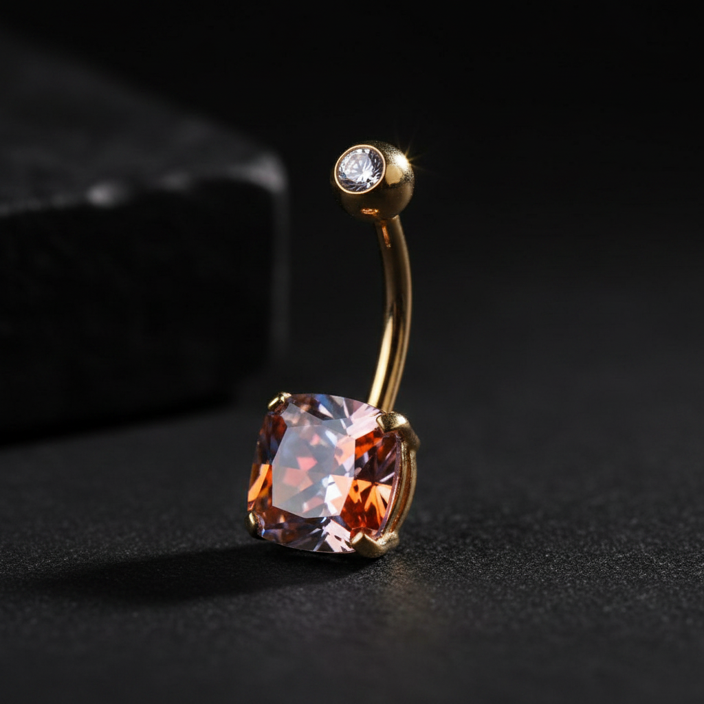 Piercing Ombelico in Oro 14Kt con Zircone Miracle