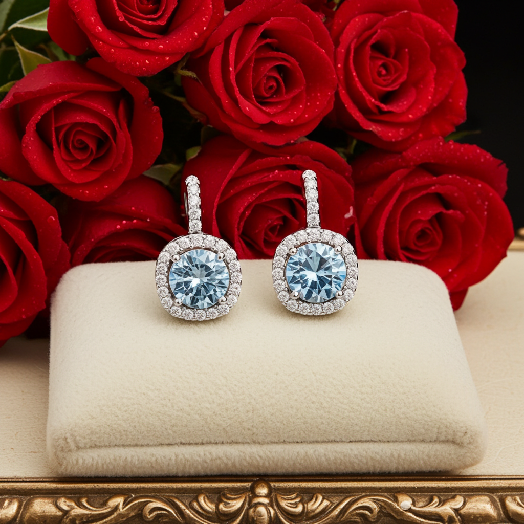 Pendenti Halo Celeste | Moissanite Blu 0.5ct VVS1