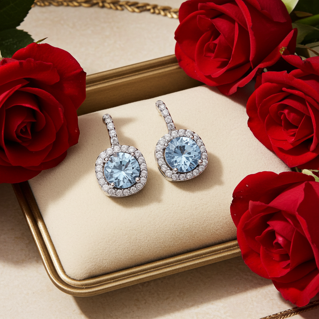 Pendenti Halo Celeste | Moissanite Blu 0.5ct VVS1