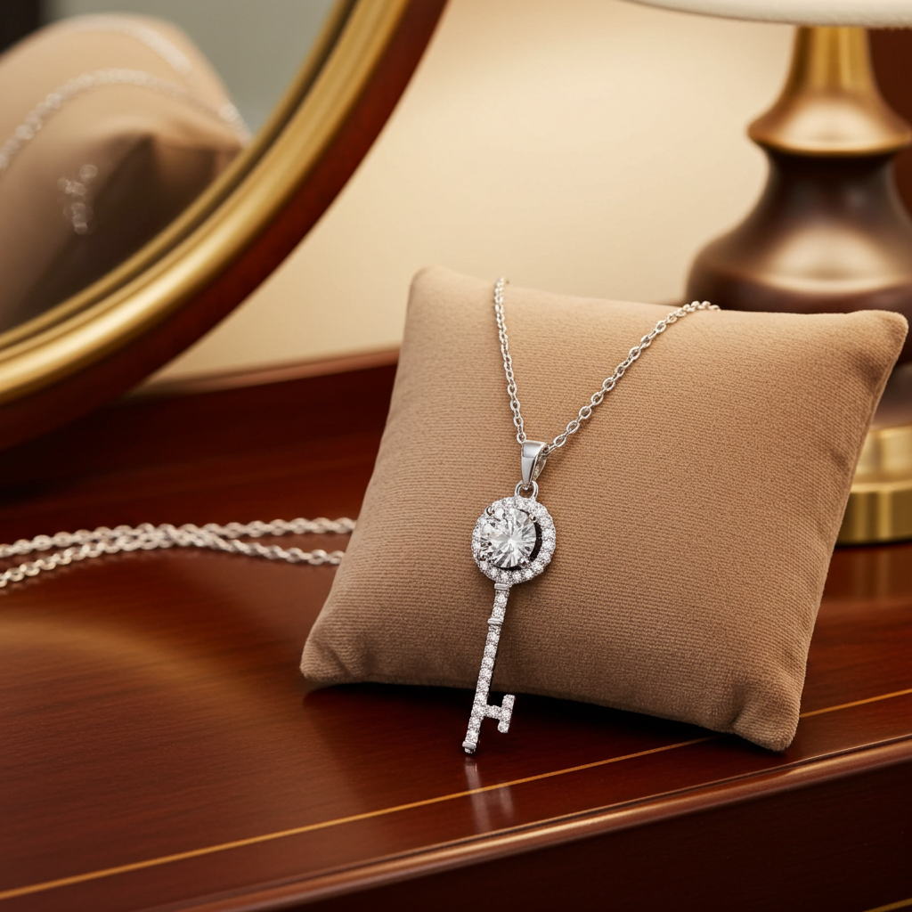 Moissanite Key Necklace — 1 Carat | Argento 925