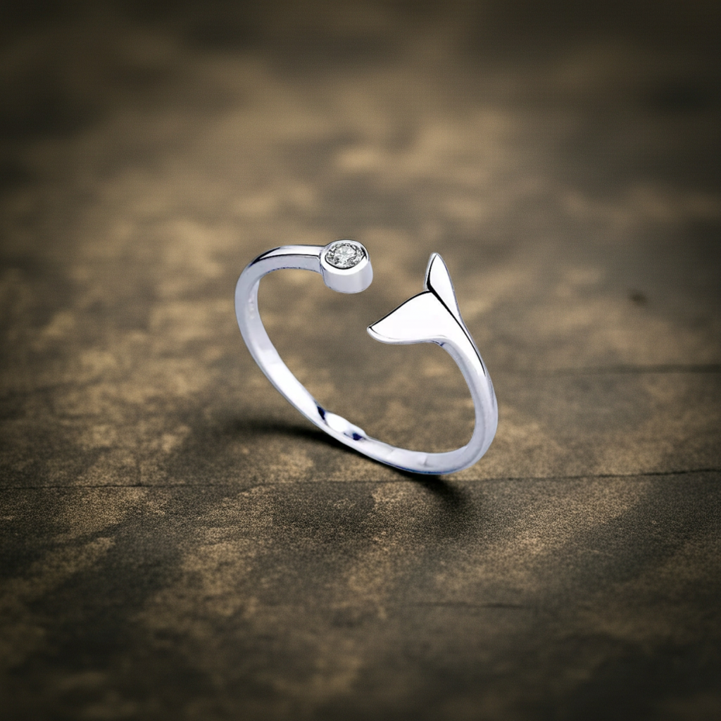 925 Sterling Silver Whale Tail Ring