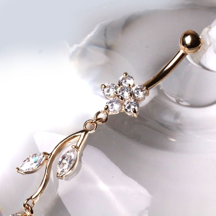 Piercing Ombelico in Oro 14Kt – Fiore & Vite con Zirconi