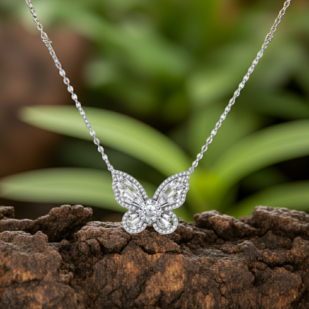Collana Farfalla Moissanite — 1 Carato | Argento 925