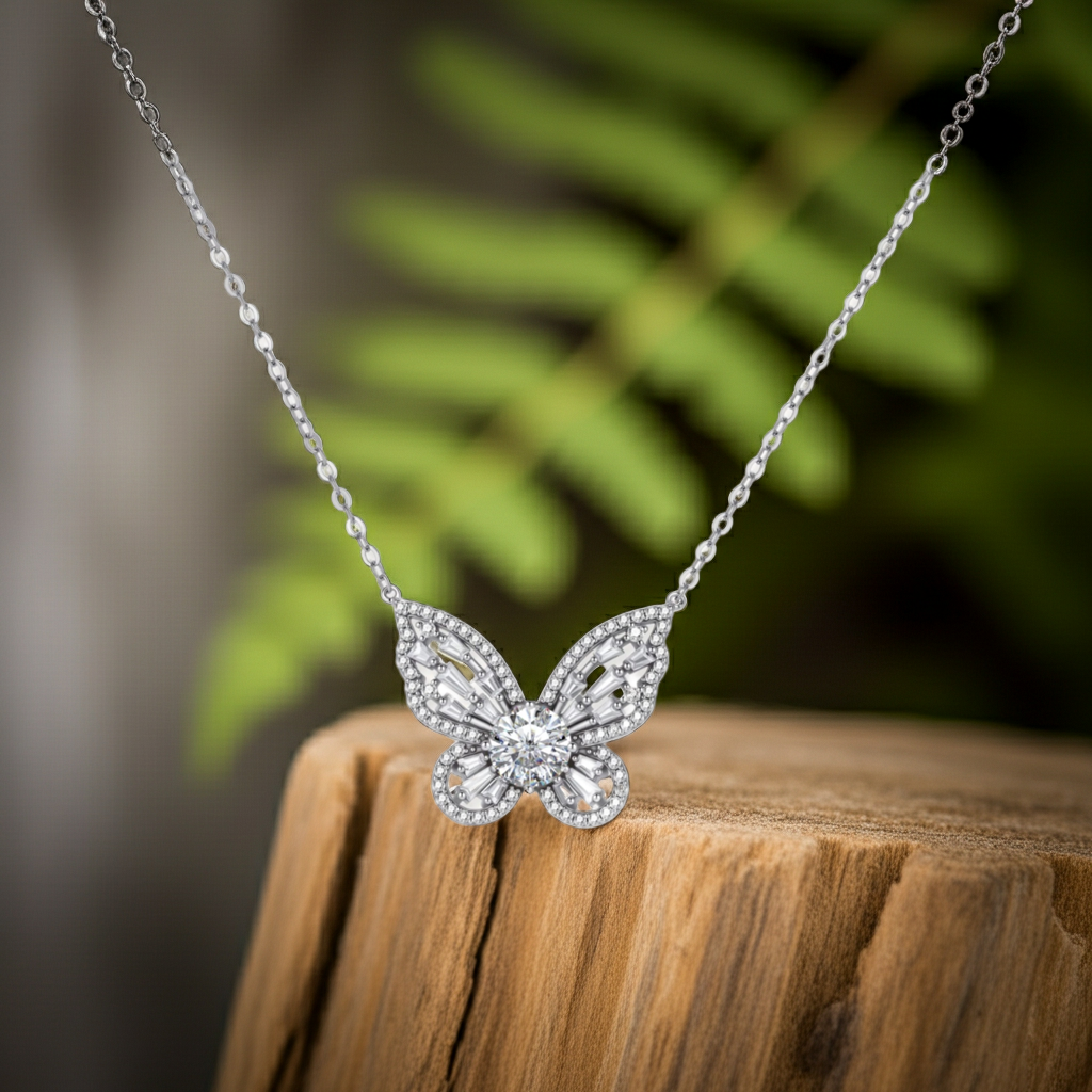 Collana Farfalla Moissanite — 1 Carato | Argento 925