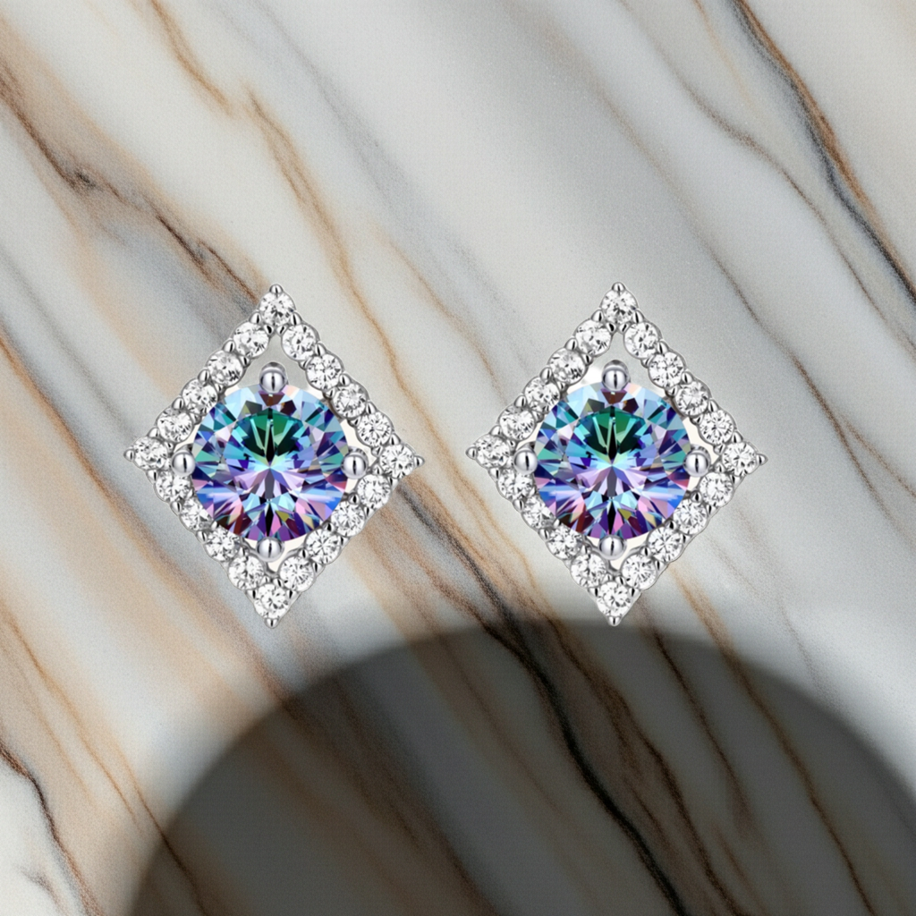 Orecchini Prism Dreams — Moissanite Rainbow VVS1 & Argento 925