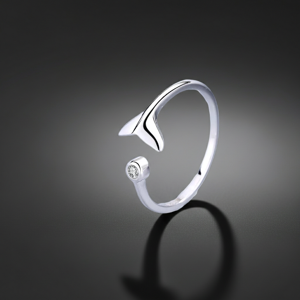 925 Sterling Silver Whale Tail Ring