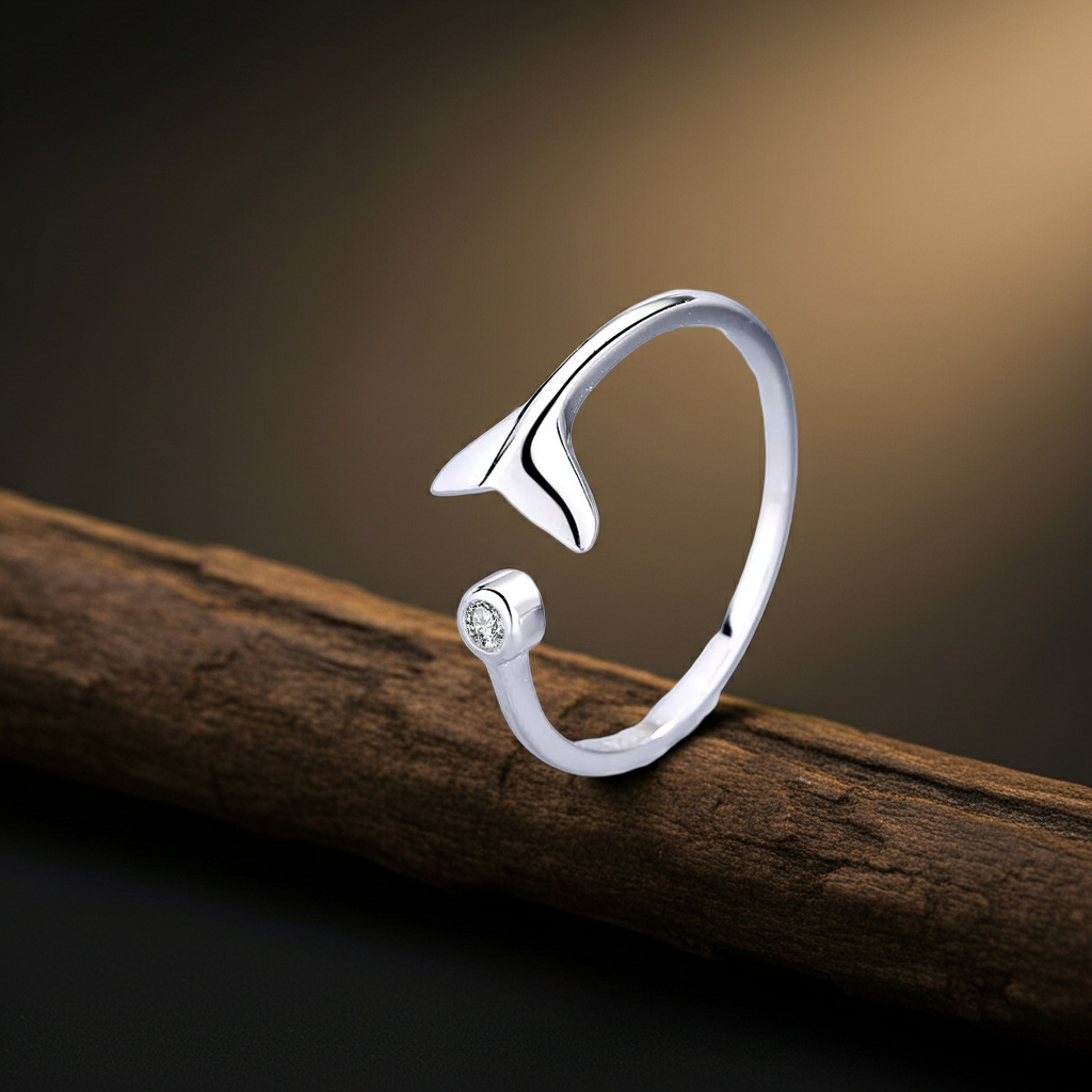 925 Sterling Silver Whale Tail Ring
