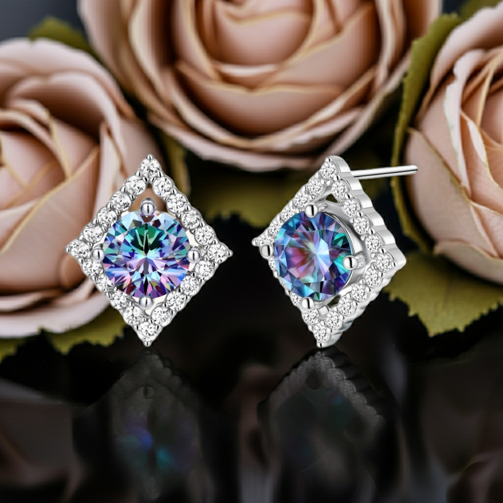 Orecchini Prism Dreams — Moissanite Rainbow VVS1 & Argento 925