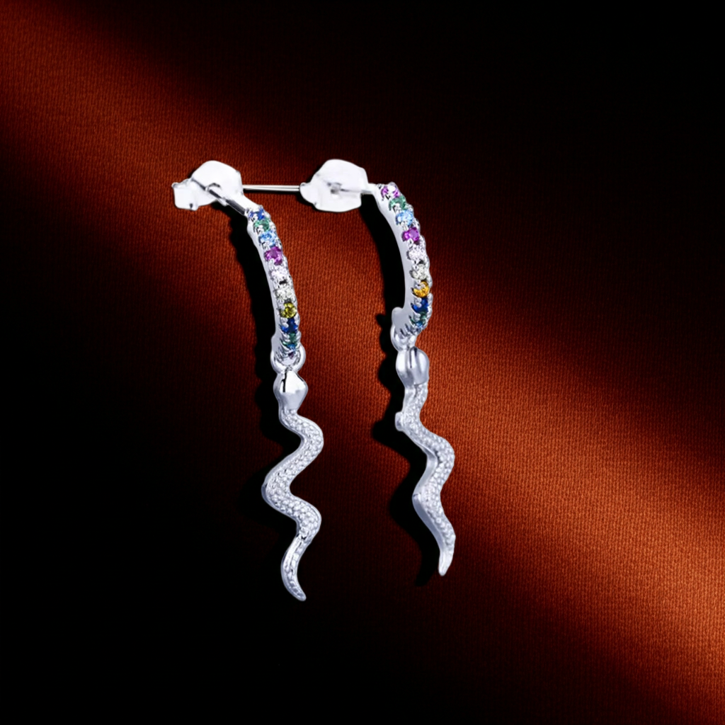 925 Sterling Silver Rainbow Zircon Geometric Earrings