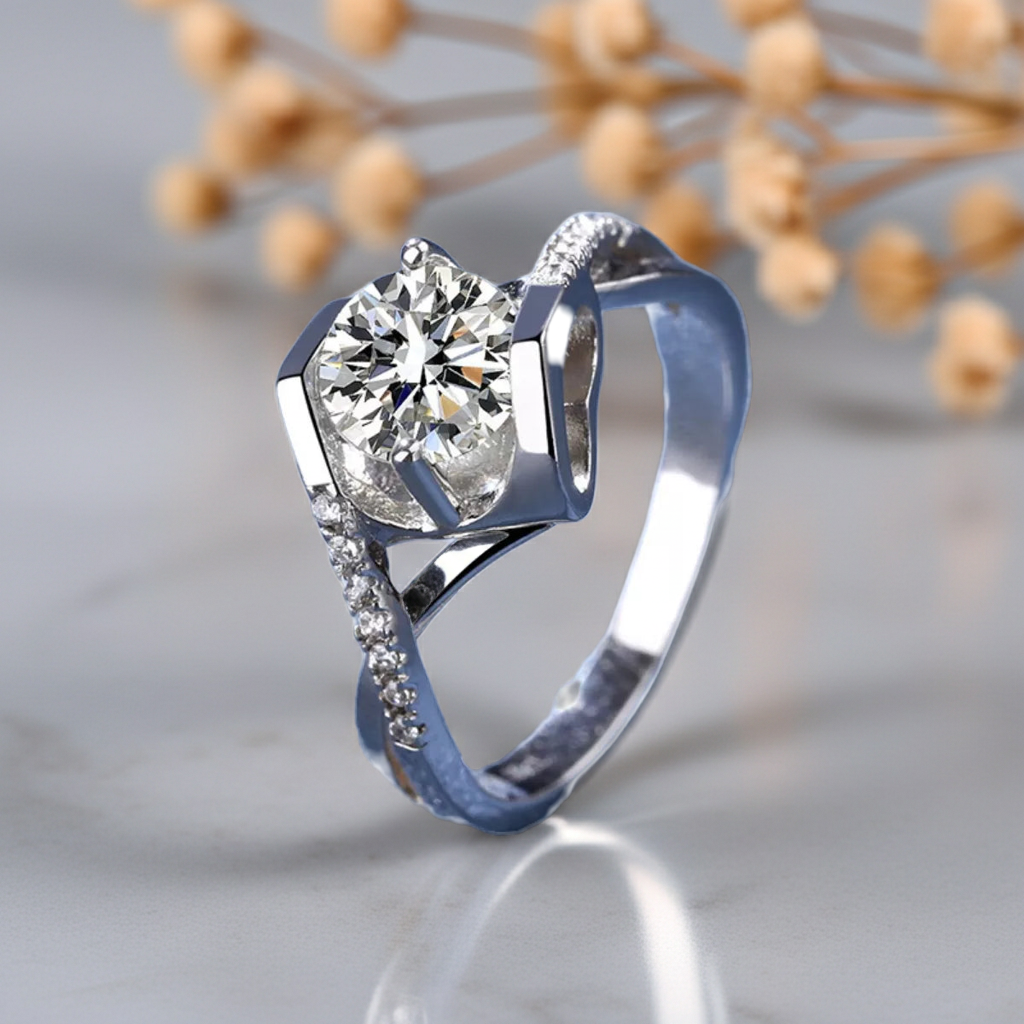 Anello Moissanite 1 Carato | Argento 925 Regolabile