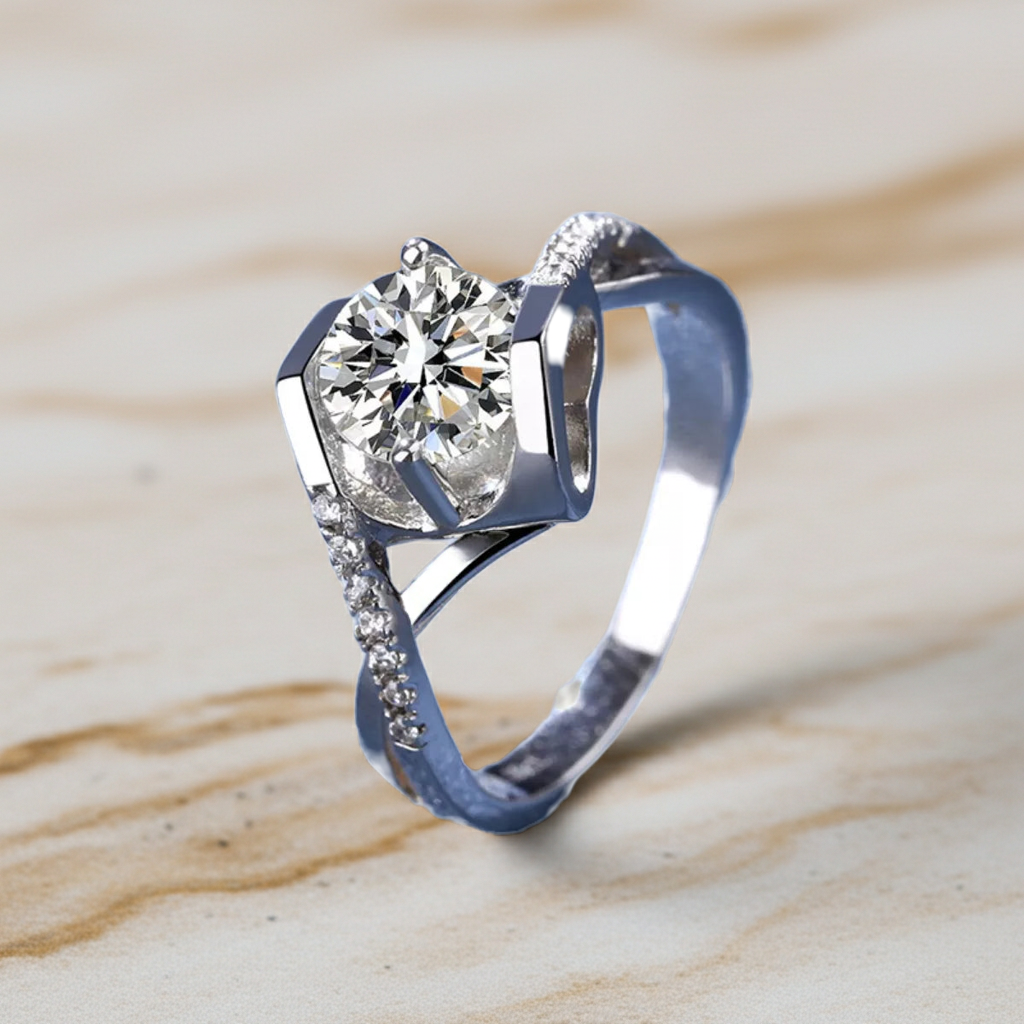 Anello Moissanite 1 Carato | Argento 925 Regolabile