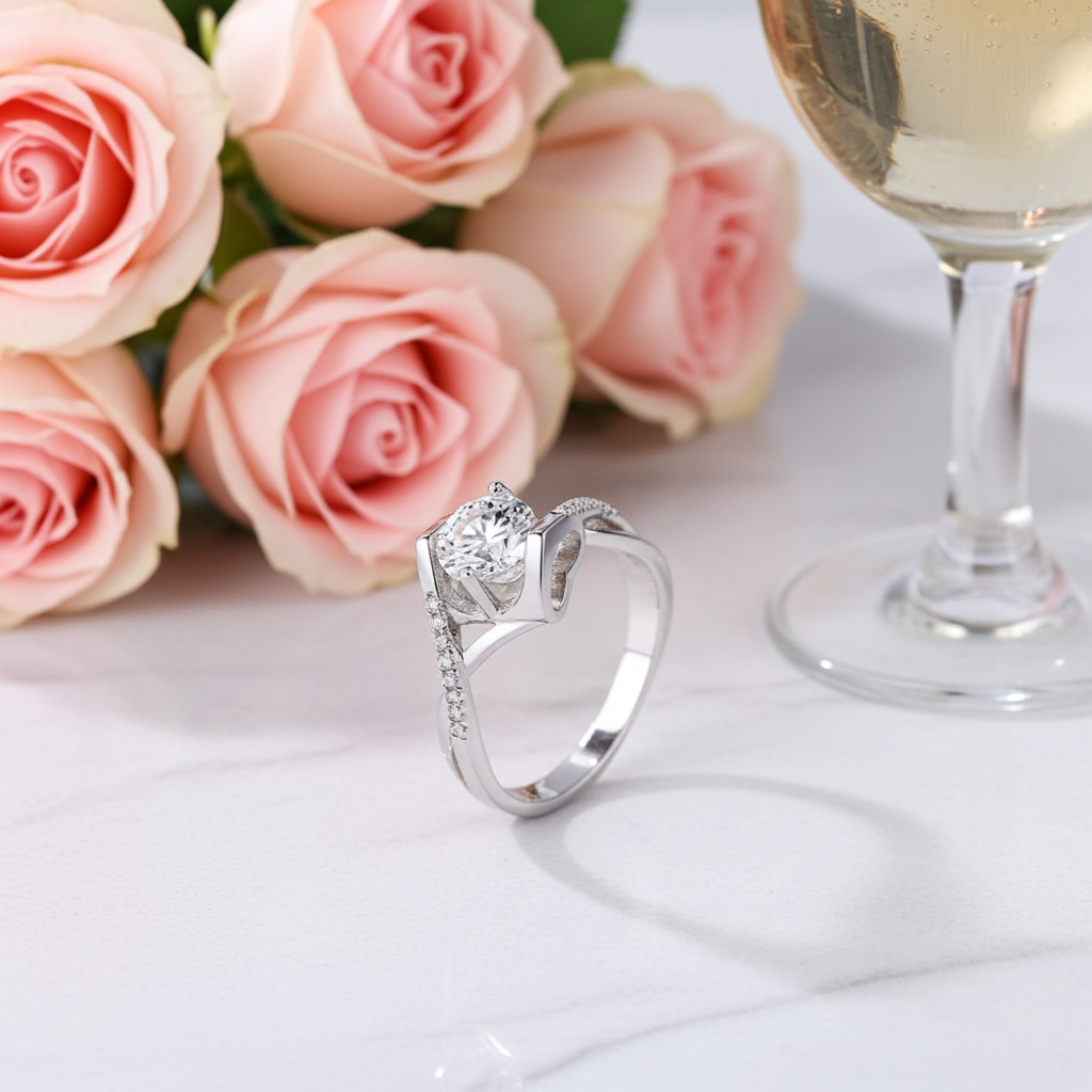 Anello Moissanite 1 Carato | Argento 925 Regolabile