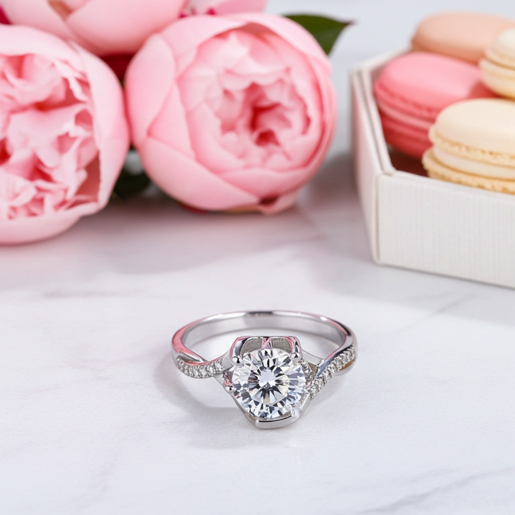 Anello Moissanite 1 Carato | Argento 925 Regolabile