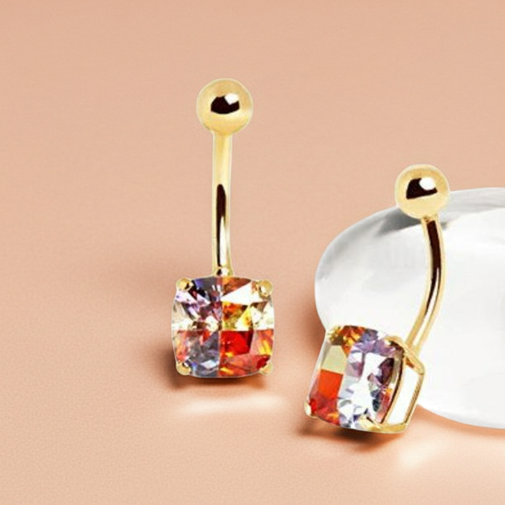 Piercing Ombelico in Oro 14Kt con Zircone Miracle