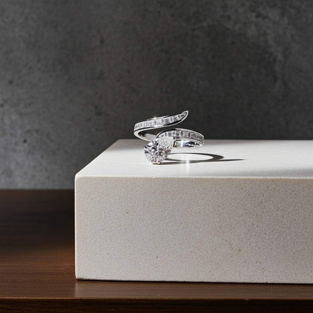 Anello Bypass Moissanite 3 Carati | Argento 925