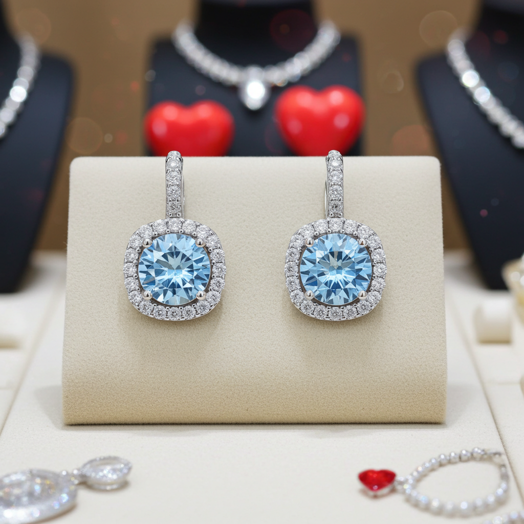 Pendenti Halo Celeste | Moissanite Blu 0.5ct VVS1