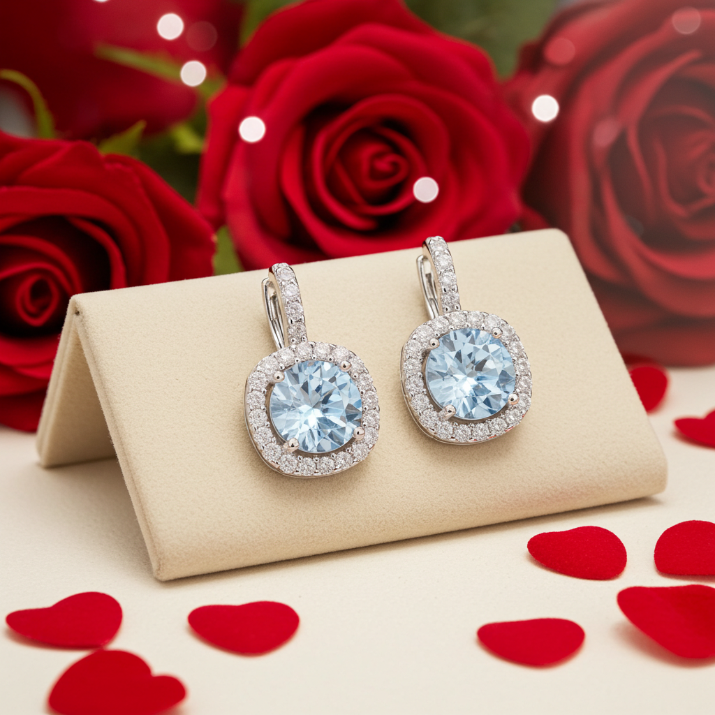 Pendenti Halo Celeste | Moissanite Blu 0.5ct VVS1