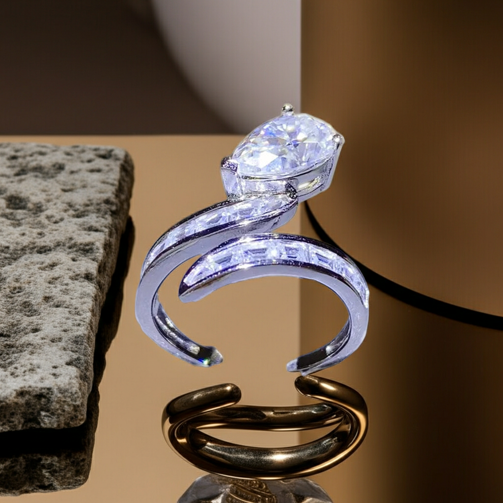 Anello Bypass Moissanite 3 Carati | Argento 925